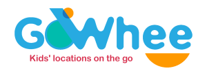 Gowhee App logo: The logo represent a child on a slide with the letter O and W. The slogan is underneath : Kid's locations on the go