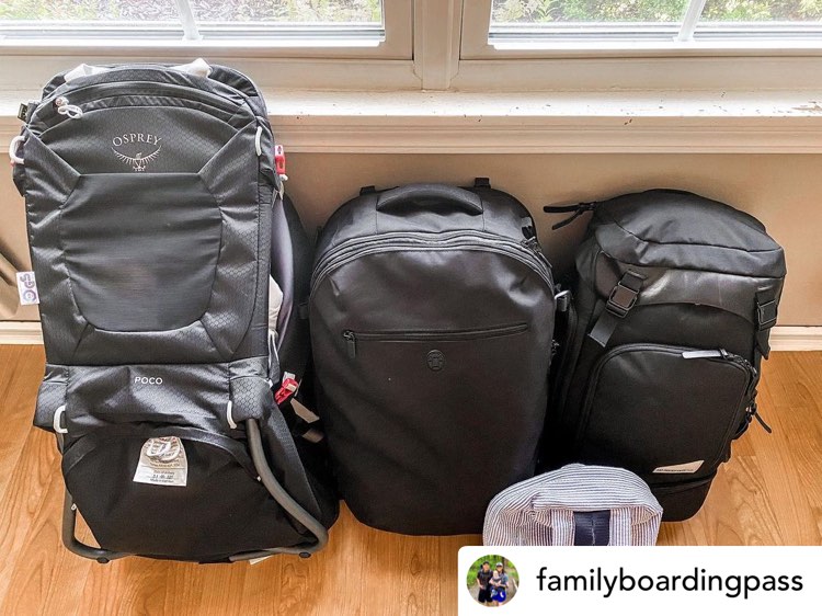Three carry on bags showing a light packing for holiday travel | @familyboardingpass