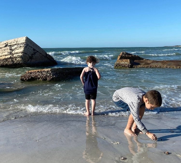 Kids having fun on the beach in south florida