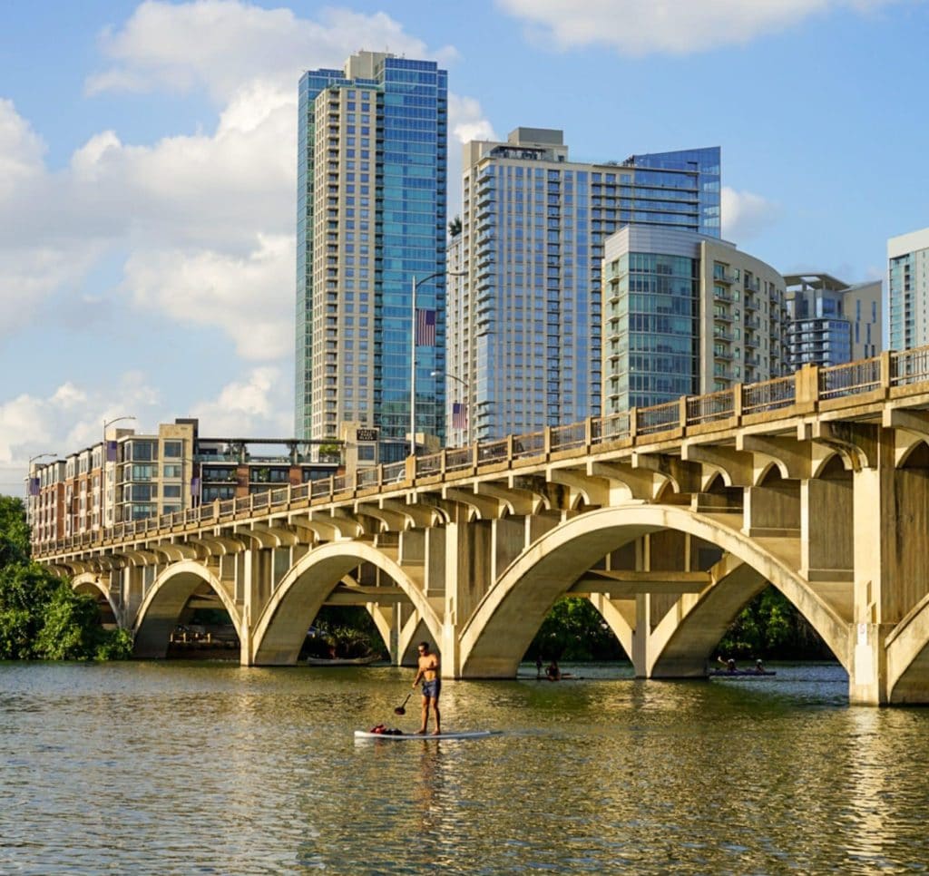 View of the Lady bird lake in Austin Texas