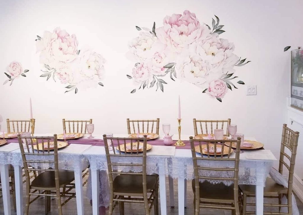 Rose & Blanc Tea House's dining room set up for event. Photo by @roseandblancteahouse