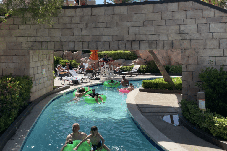 Lazy river with people swimming at Mandalay Bay vegas