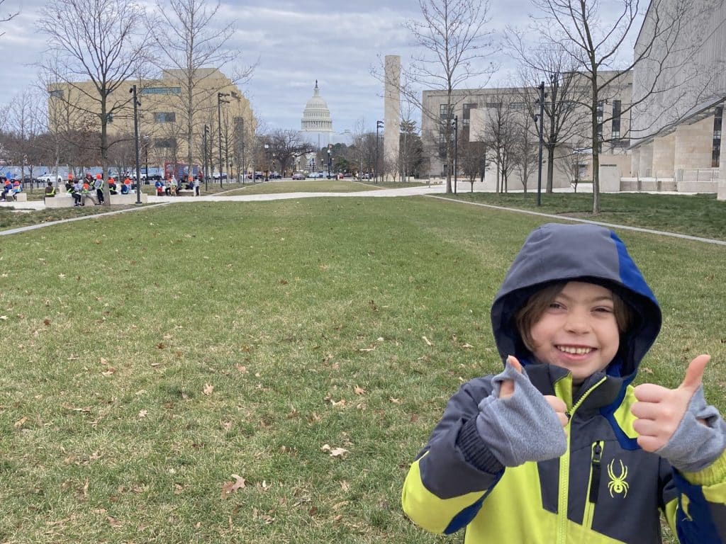 Little boy enjoying one of the cheap family vacations in DC