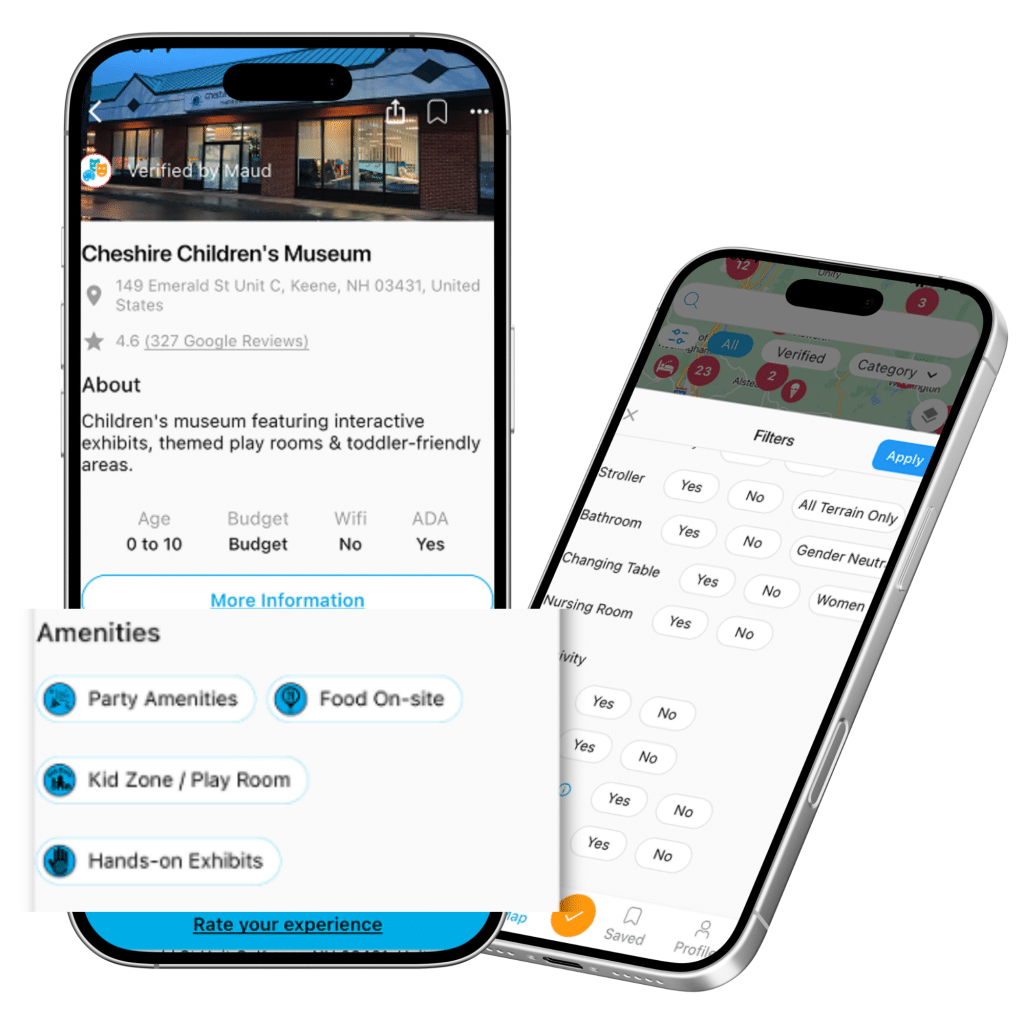 Gowhee App the global travel app for parents amenities with filters screenshots