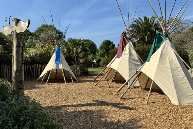 Teepees in a corner of the beautiful diana memorial playground